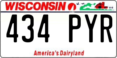 WI license plate 434PYR