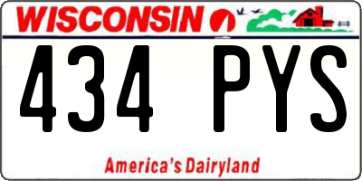 WI license plate 434PYS