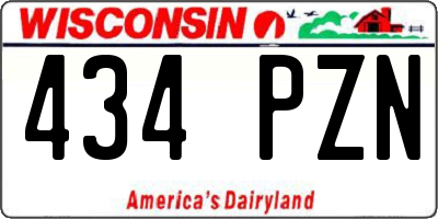 WI license plate 434PZN