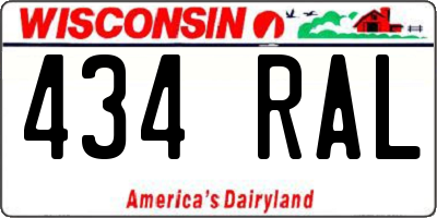 WI license plate 434RAL