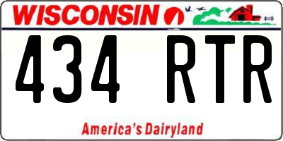 WI license plate 434RTR