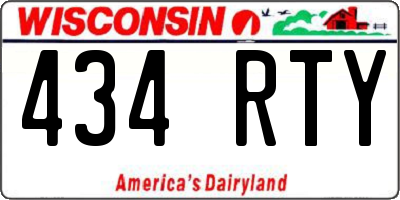WI license plate 434RTY