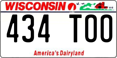 WI license plate 434TOO