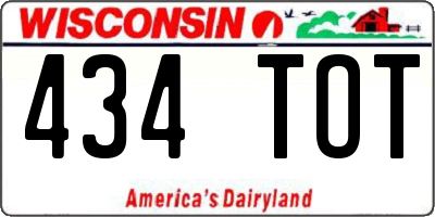 WI license plate 434TOT