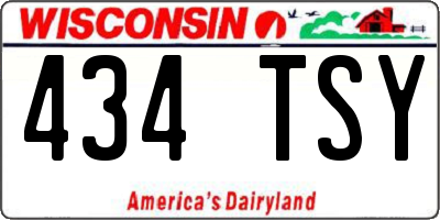 WI license plate 434TSY