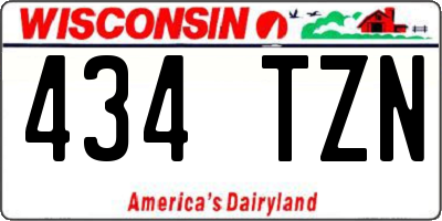WI license plate 434TZN