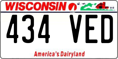 WI license plate 434VED