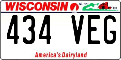 WI license plate 434VEG