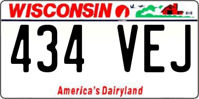 WI license plate 434VEJ