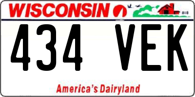 WI license plate 434VEK