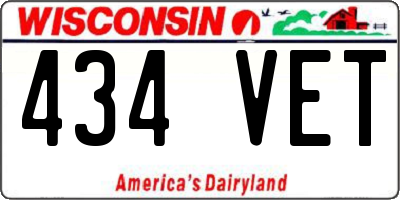 WI license plate 434VET