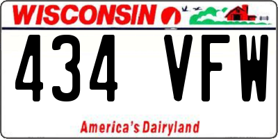 WI license plate 434VFW