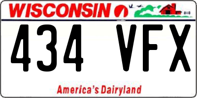 WI license plate 434VFX