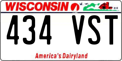WI license plate 434VST