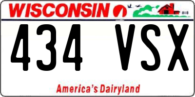 WI license plate 434VSX