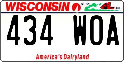 WI license plate 434WOA