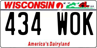 WI license plate 434WOK