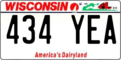 WI license plate 434YEA