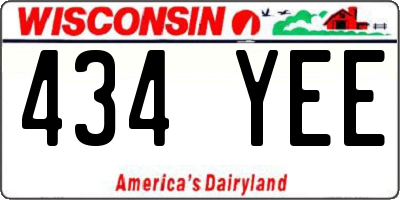 WI license plate 434YEE