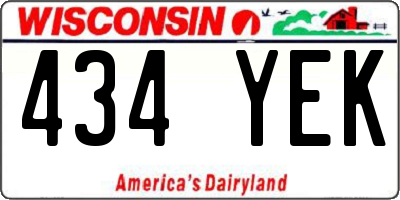WI license plate 434YEK
