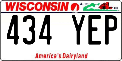 WI license plate 434YEP