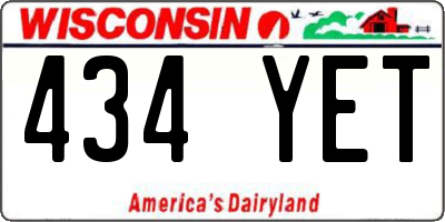 WI license plate 434YET