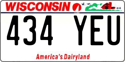 WI license plate 434YEU