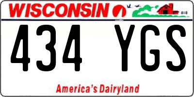 WI license plate 434YGS