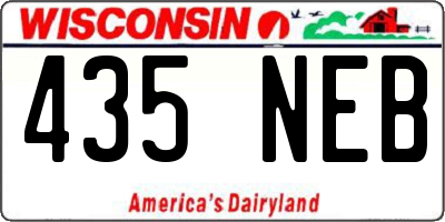 WI license plate 435NEB