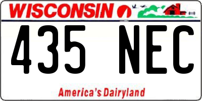 WI license plate 435NEC