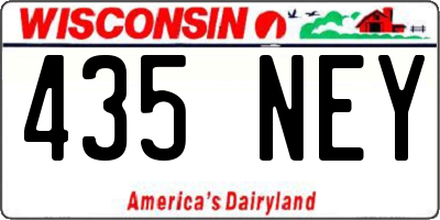 WI license plate 435NEY