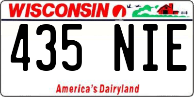 WI license plate 435NIE