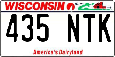 WI license plate 435NTK
