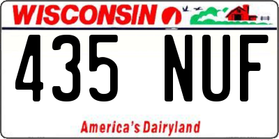 WI license plate 435NUF