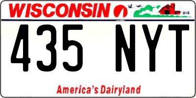 WI license plate 435NYT