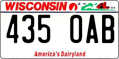 WI license plate 435OAB