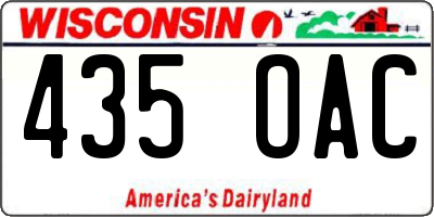 WI license plate 435OAC