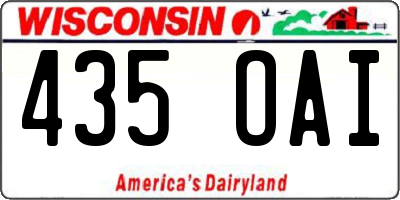 WI license plate 435OAI