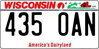 WI license plate 435OAN