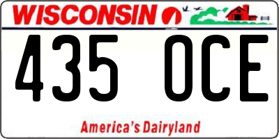 WI license plate 435OCE