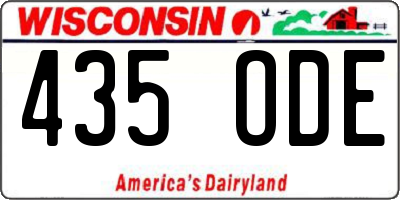 WI license plate 435ODE