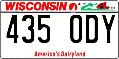WI license plate 435ODY