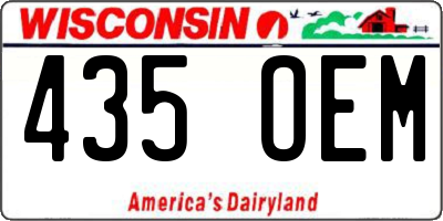 WI license plate 435OEM