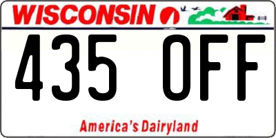 WI license plate 435OFF