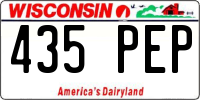 WI license plate 435PEP
