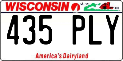 WI license plate 435PLY