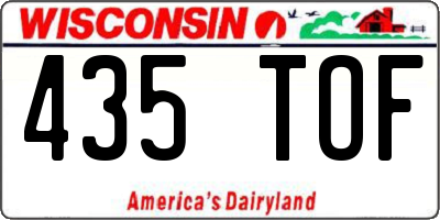 WI license plate 435TOF