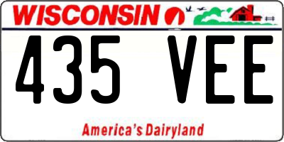 WI license plate 435VEE