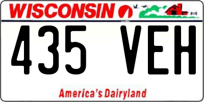 WI license plate 435VEH
