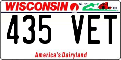 WI license plate 435VET